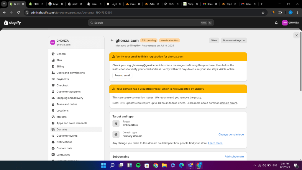Shopify Connection Issues