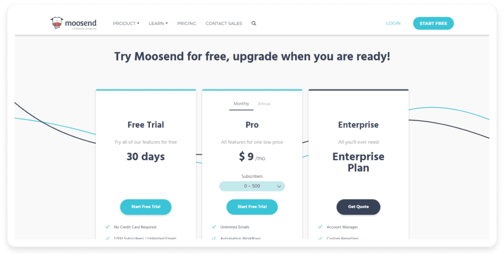 Moosend Free Plan