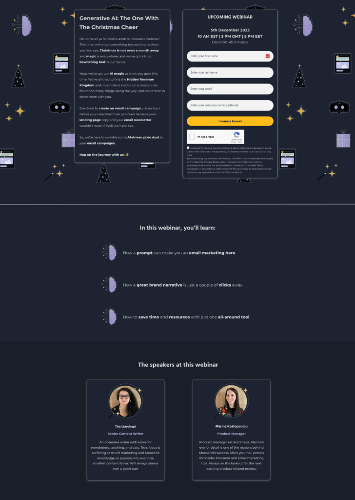 Moosend Landing Page